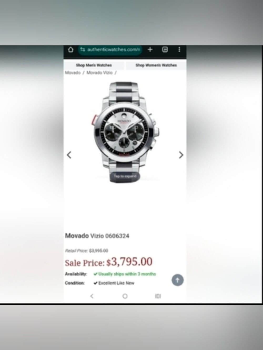 Movado Men's Silver and Black Chronograph Watch RED LABEL VIZIO $4995 - Picture 15 of 16